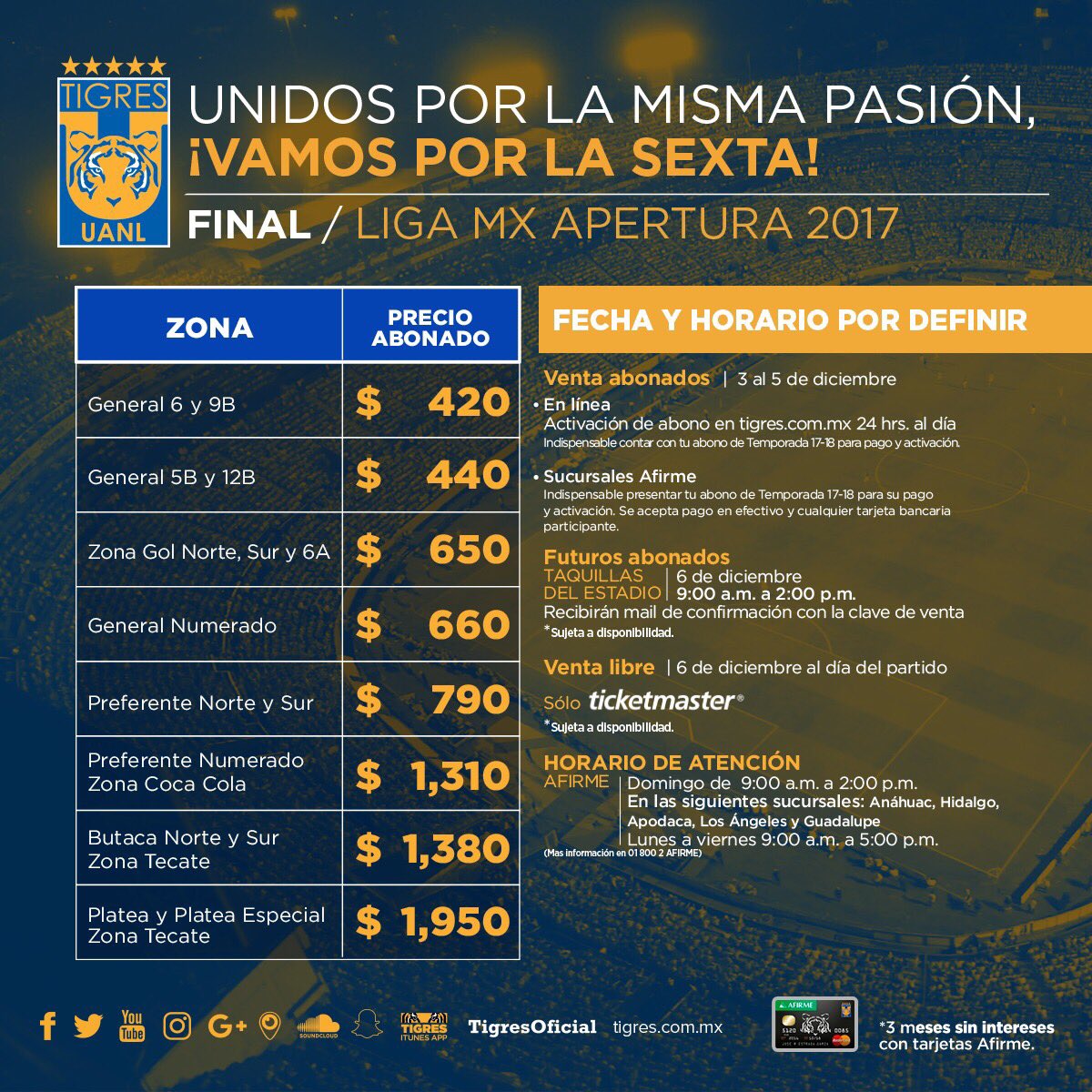 Precio y venta de boletos para la final Tigres apertura 2017 - Apuntes ...
