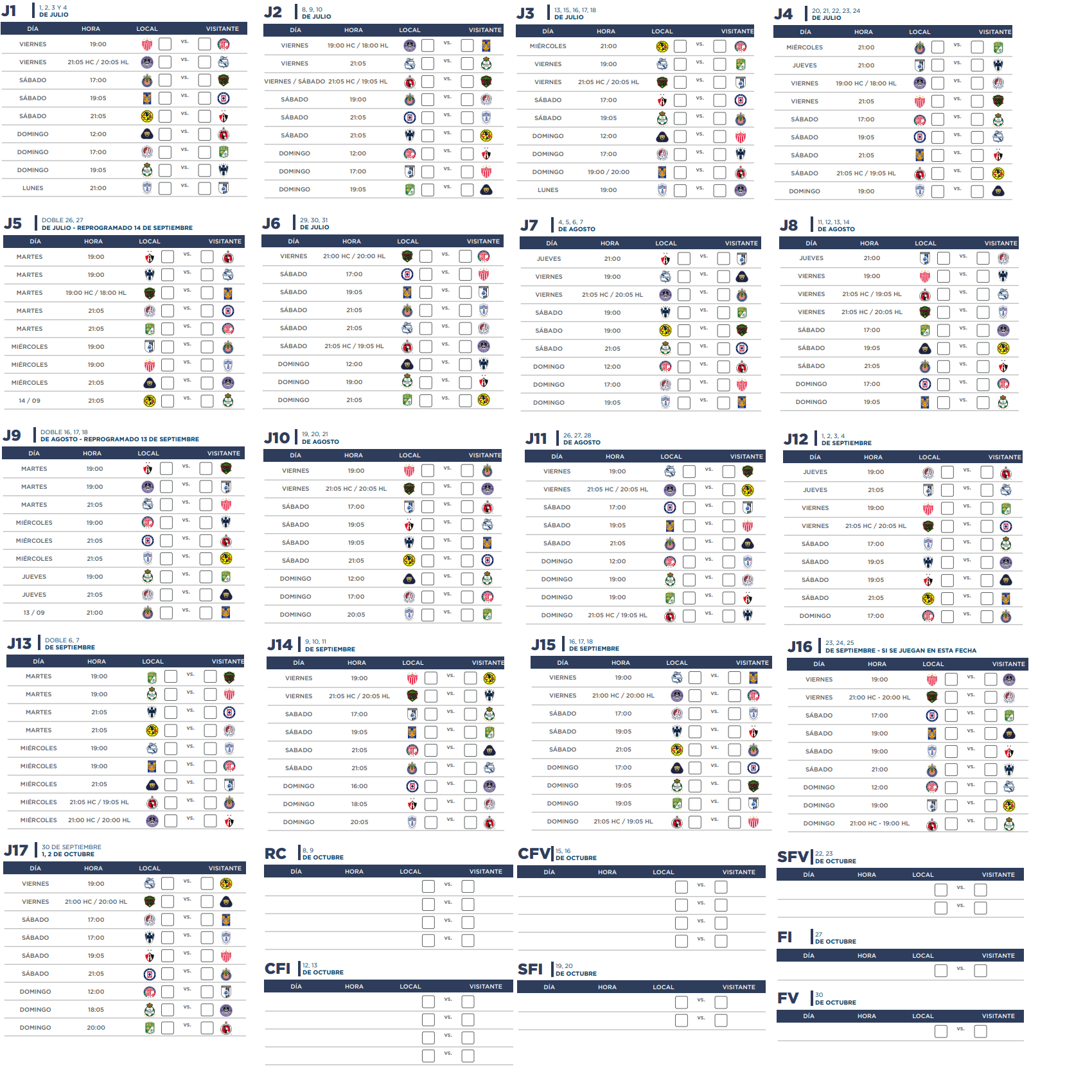 Calendario apertura 2022 futbol mexicano