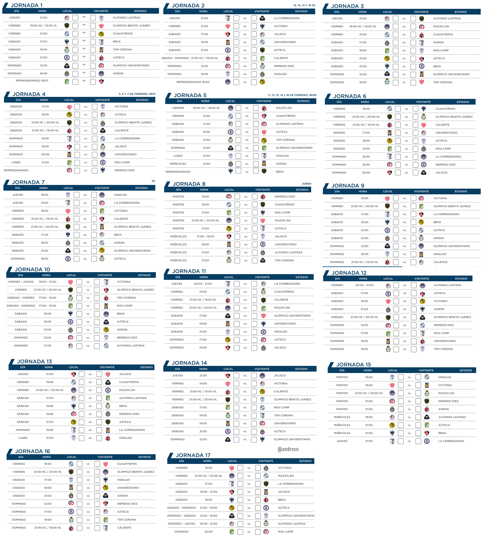 Calendario del clausura 2022 futbol mexicano