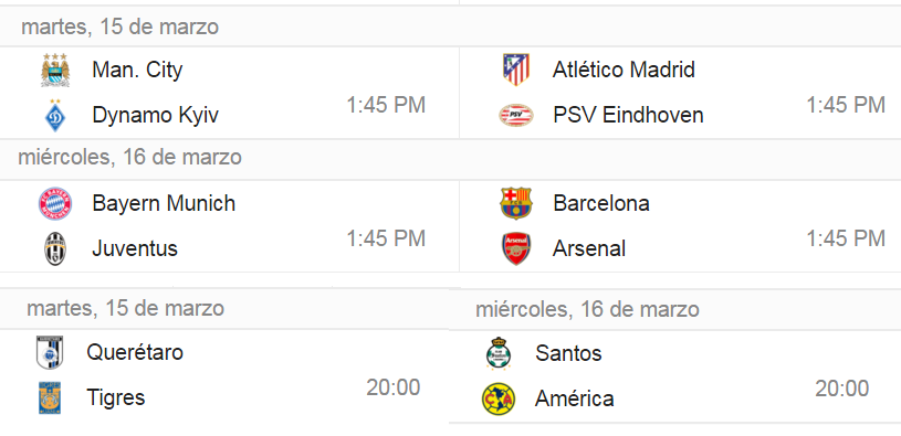 Menu futbolero de esta semana Champions y copas
