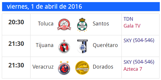 Programacion en television jornada 12 futbol mexicano